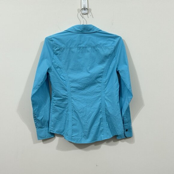 EXPRESS Essential Shirts XS Lot of 2 Turquoise Gray Button Down Long Sleeve - Picture 2 of 11